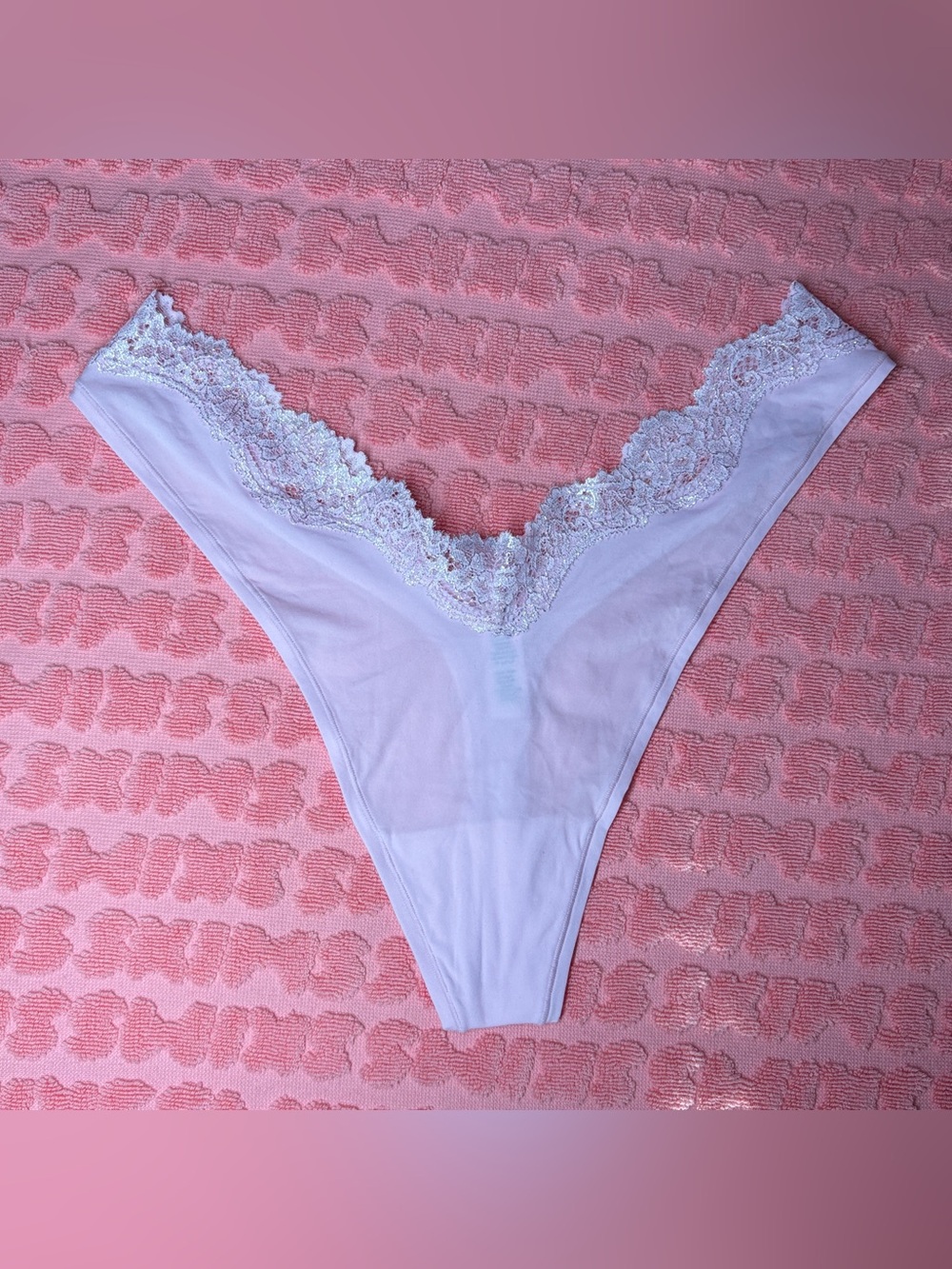 ✨SKIMS Fits Everybody Lace Dipped Thong • Periwinkle Foil Multi •  XL ✨